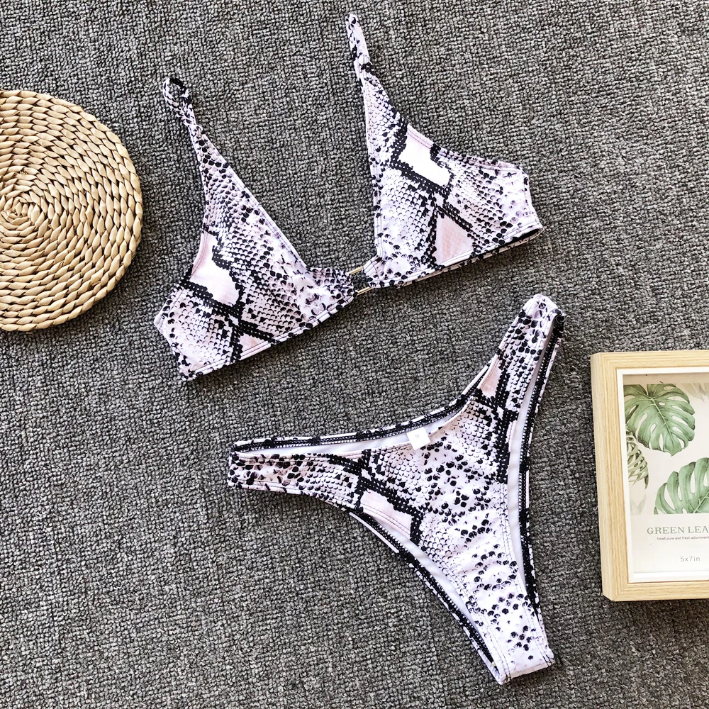 ZMTREE сексуальный купальник микро бикини со змеиным принтом женский купальный