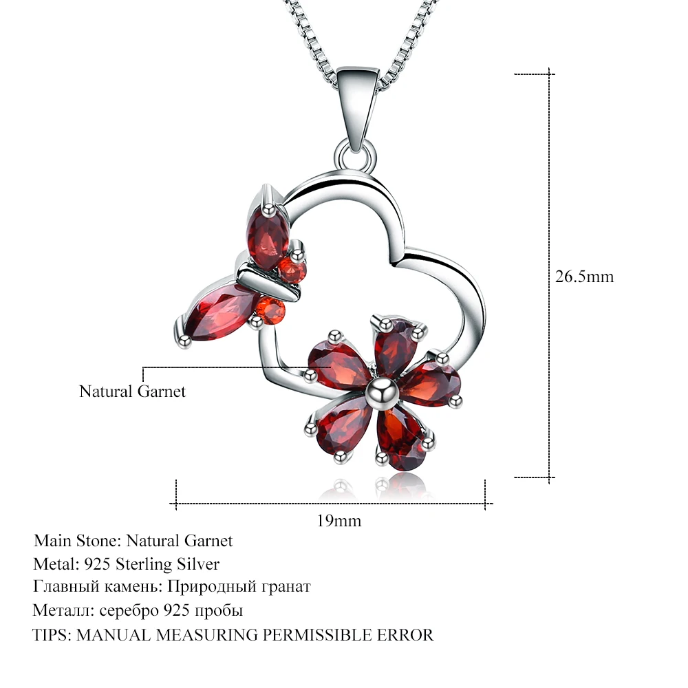 Женское ожерелье из серебра 100% пробы с натуральным гранатом|necklace silver pendant|necklaces