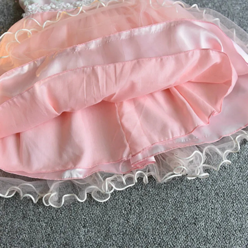 Девушка пляж цветочные платья для девочек розовая юбка-пачка жабо Танцы платье