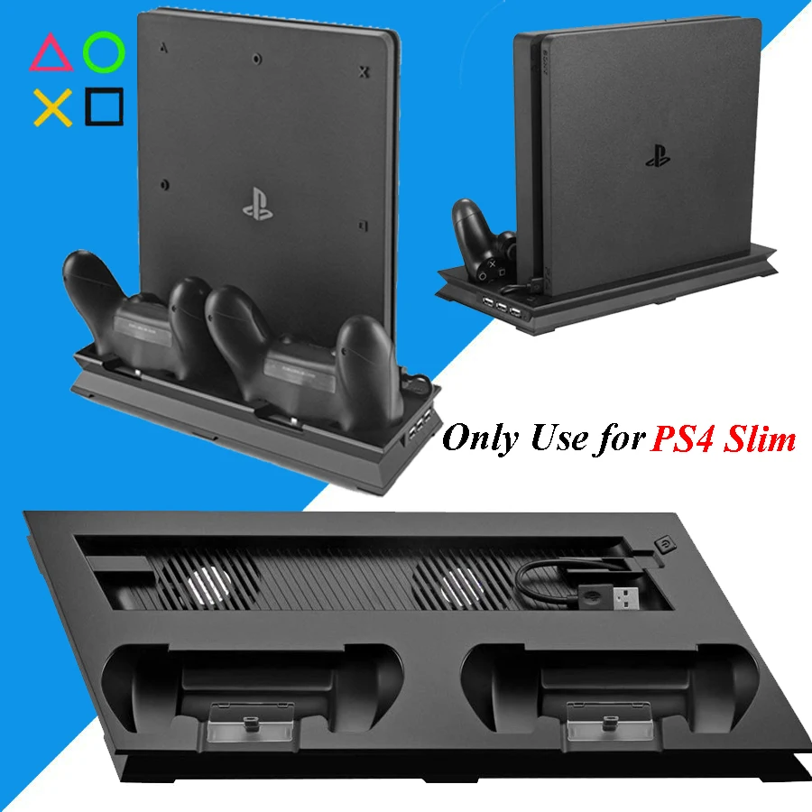 PS4 тонкий вертикальный стенд с контроллером зарядное устройство охладитель