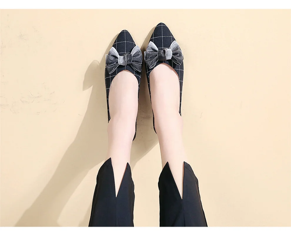 

Bow Knot Casual Shoes Ballet Flats Slip on Shallow Women Shoes Woman Flats Soft Bottom Leisure Pointed Toe Ladies Flats Female