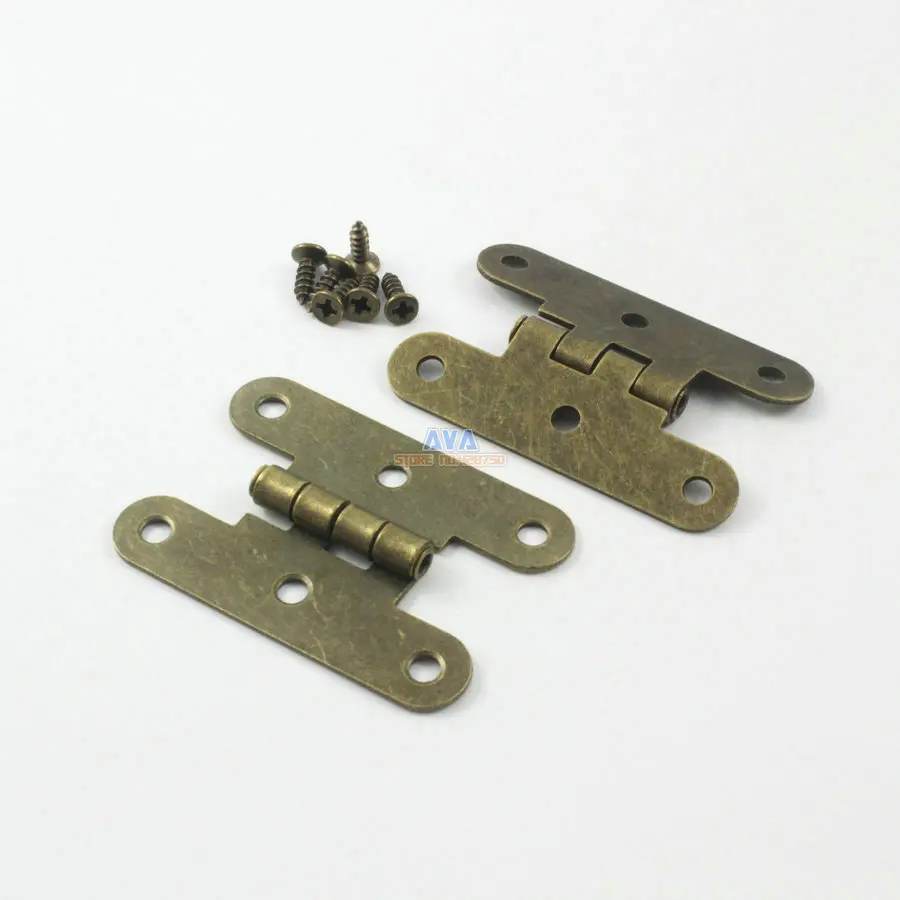 20 штук Античная латунная петля для шкатулки для украшений мебельная петля винная коробка шарнир 55x36 мм с винтами
