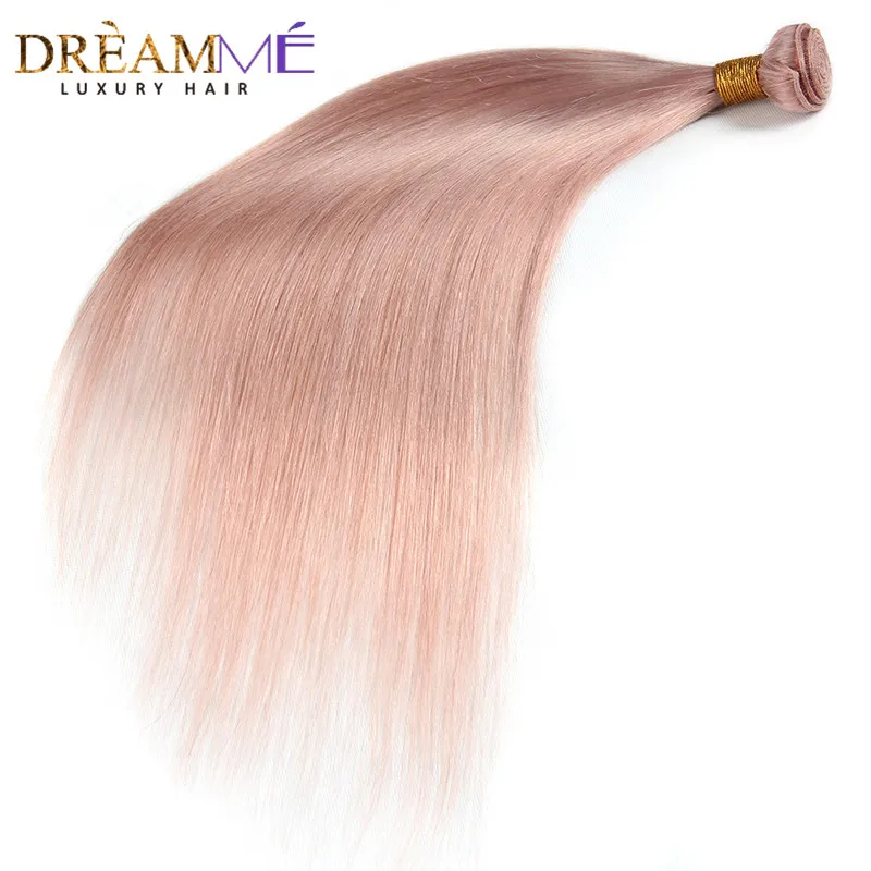Dreamme однотонный розовый Ombre бразильский прямые натуральные волосы ткань Комплект