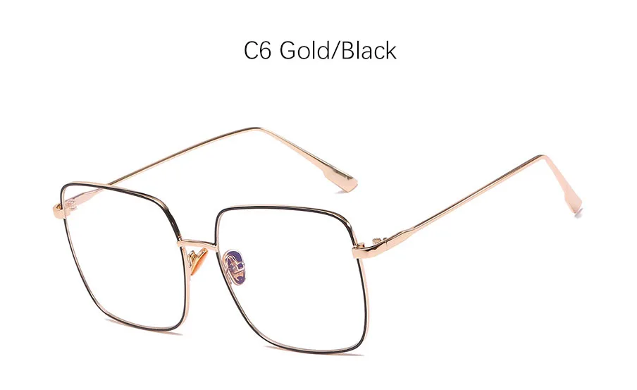 C6 Gold Black Новые очки Квадратные прозрачные очки Женские винтажные круглые компьютерные blueray очки Модные Ретро прозрачные женские очки - Цвет оправы: C6 Gold Black