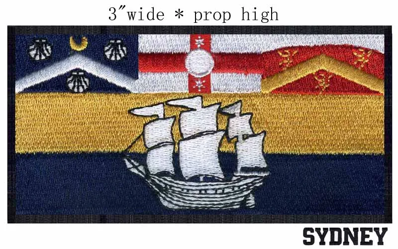 

Sydney, Australia Flag embroidery 3" wide shipping /Sydney Harbour/white sailing/small craft