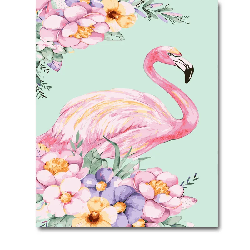 Framed Oil Paint DIY Painting By Numbers flamingo animal Coloring Colorful Animals Home Decoration 40*50cm | Дом и сад