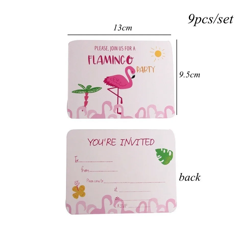 9pcs invate card 1 комплект серии Фламинго одноразовая посуда летняя Праздничная настольная Декор бумажная тарелка/чашка тема свадебные предметы для украшения дня рождения - Цвет: 9pcs invate card
