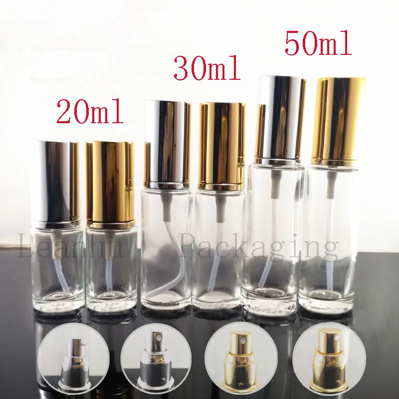 20/30/50ML Transparent Glass Spray/Lotion Pump Bottle, Perfume/Toner/Lotion Packaging Bottle, Empty Cosmetic Container