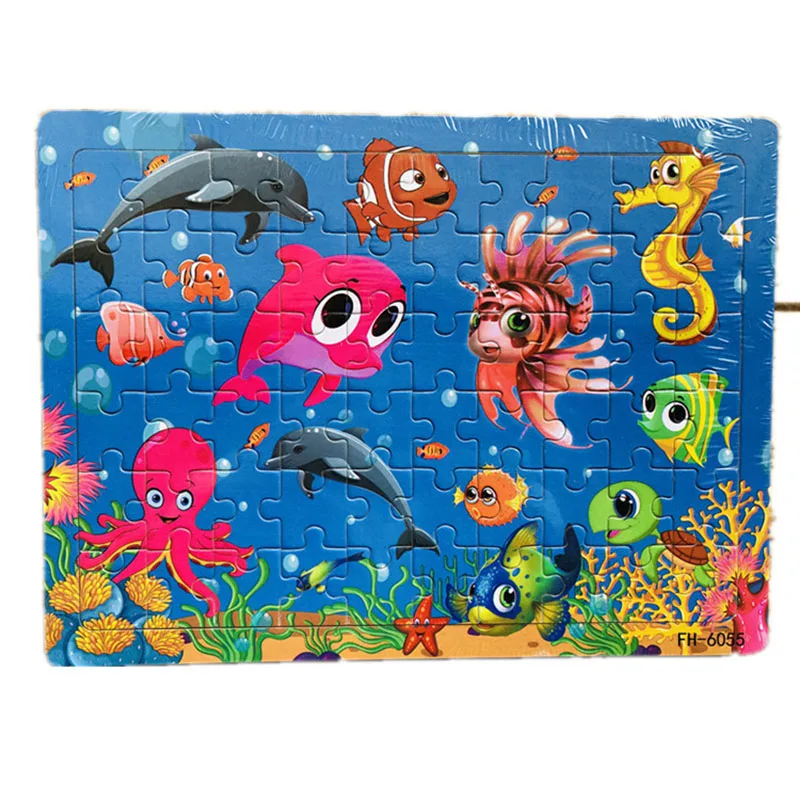 Style 7 60 шт деревянные детские Пазлы 3D мультфильм головоломка раннего детства пазл развивающий Игрушки для мальчиков и девочек Подарки - Цвет: Style 7