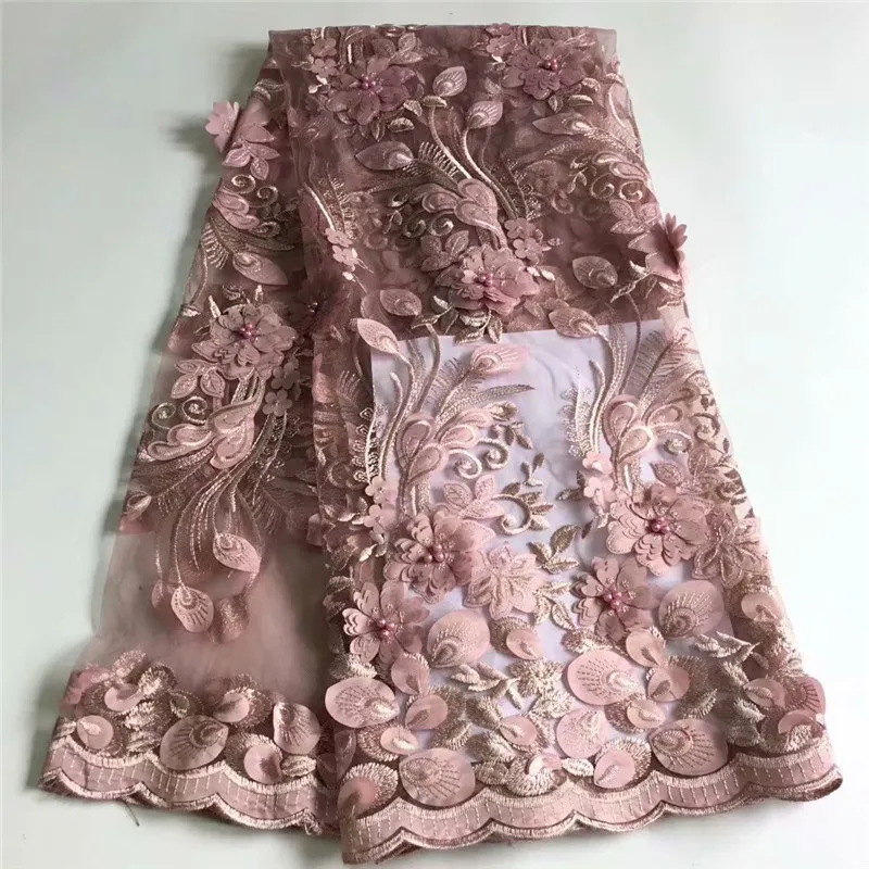 5 ярдов/партия fashionnigeran французский бусины/небесно голубой африканский кружево
