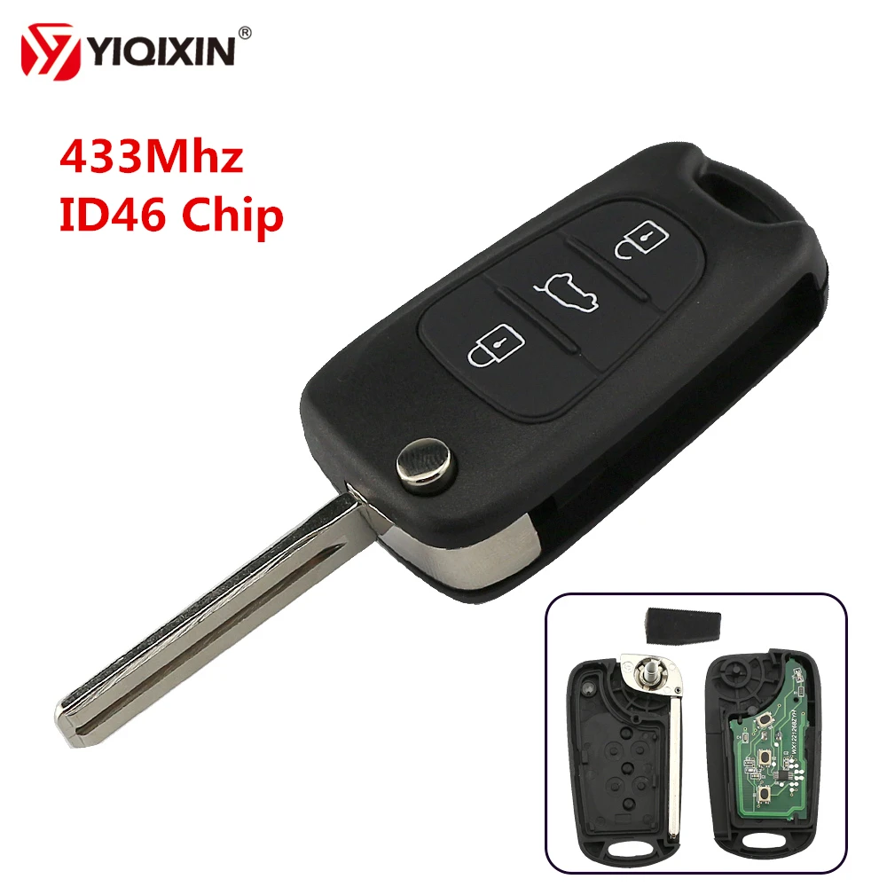 YIQIXIN 3 кнопки раскладной ключ дистанционный Автомобильный 433 МГц ID46 чип