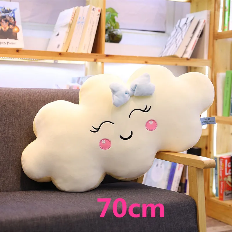 70cm blue Гигантский стиль Kawaii облако плюшевая подушка мягкая подушка милая улыбка облако Мягкие плюшевые игрушки для детей подарок для девочек - Цвет: 70cm blue