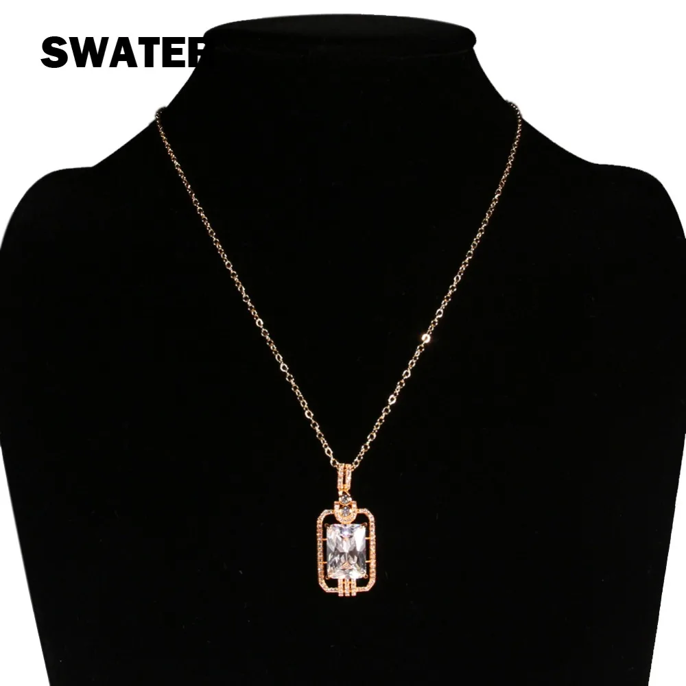 Swater модные золотые Цвет Кристалл Ожерелья и подвески для Шарм Для женщин