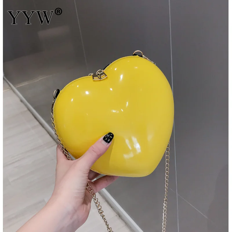 Красное сердце золотая цепочка лаковая отделка сумка через плечо желтая Bolsa Feminina