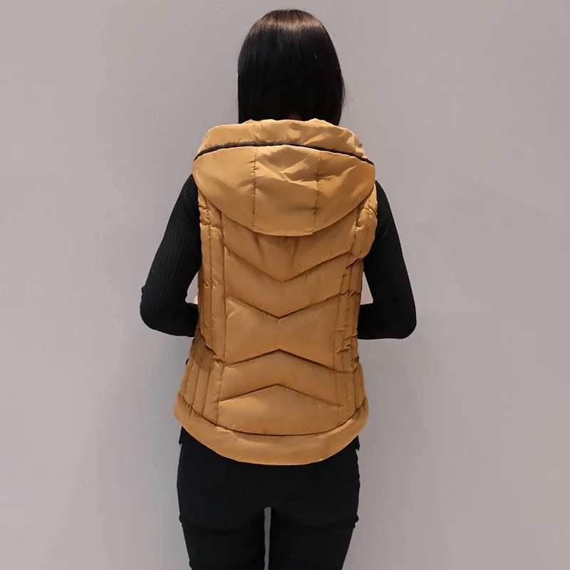 

Waistcoats,Vest Women Cardigans Jacket Winter Warm Women's Coats Down Vest With Hood Womens Vest Coat Colete Feminino