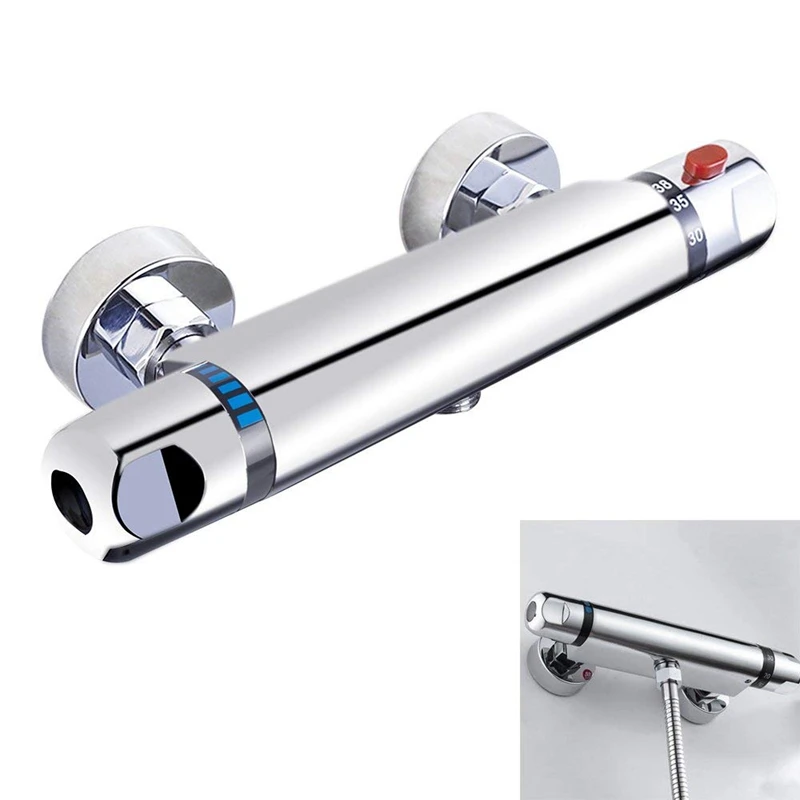 

TOP Chrome Thermostatic Bar Shower Mixer Valve Anti Scald Tap