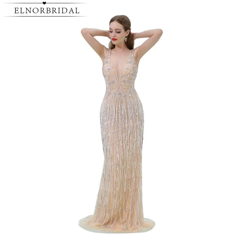 Elnorbridal Шампанское Русалка Выпускные платья Длинные настоящая фотография 2021