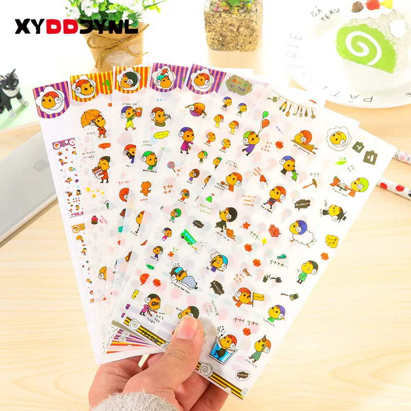 Наклейки из ПВХ 6 шт./компл. милые канцелярские принадлежности наклейки ручной