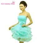 Короткое бальное платье для девочек-подростков, 16 пышных Платьев без бретелек, вечерние платья для выпускного вечера, светло-голубые, 2020, H2806