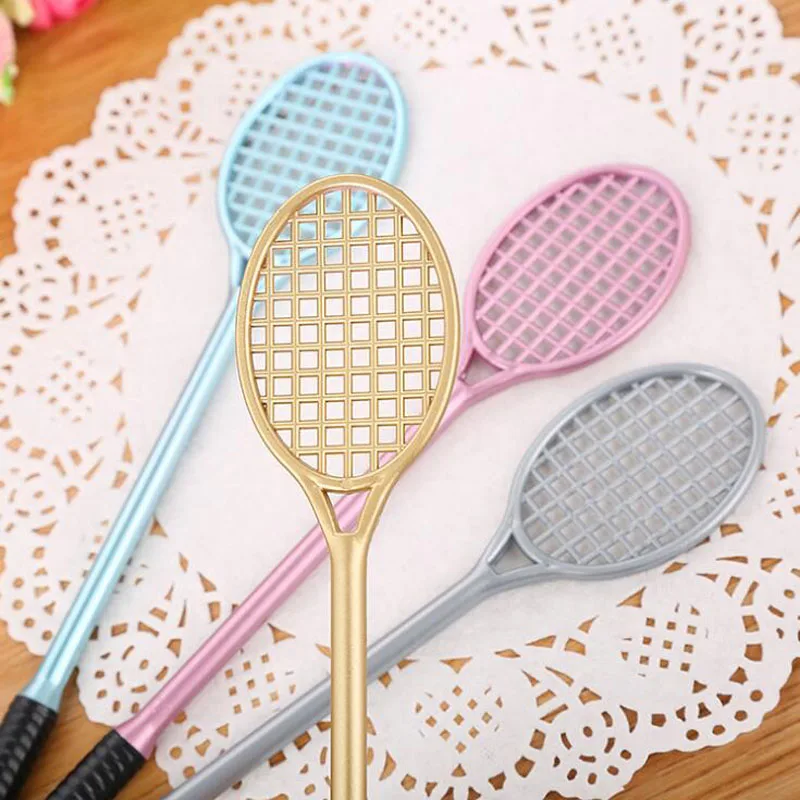 

2pc Kawaii Tennis Racket Pen Cartoon Plastic Tennis Racket Gel Pen Black Signature Water Pen Office School Supplies Stationery