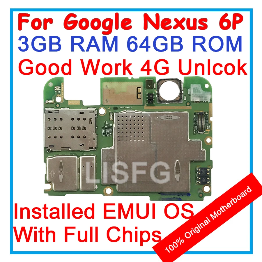 Материнская плата 3G RAM 64GB ROM для HUAWEI Google Nexus 6 P 100% оригинальная материнская