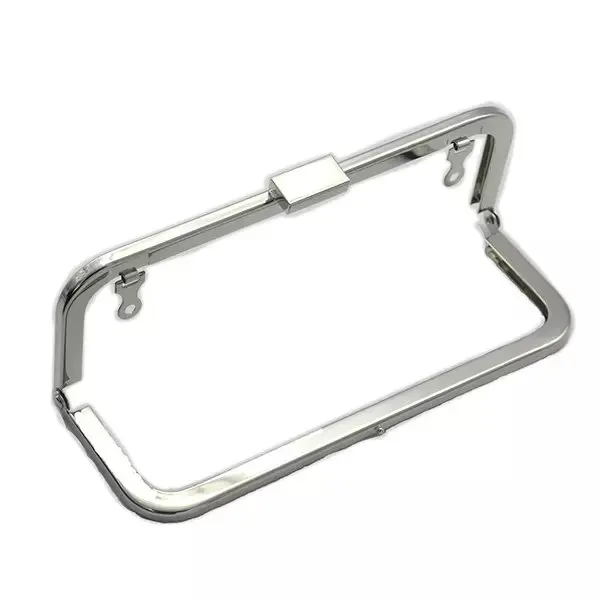 7 x 2.5 inches (18 x 6.5 cm) - Silver Nickel Clutch Purse Frame with Chain Loops