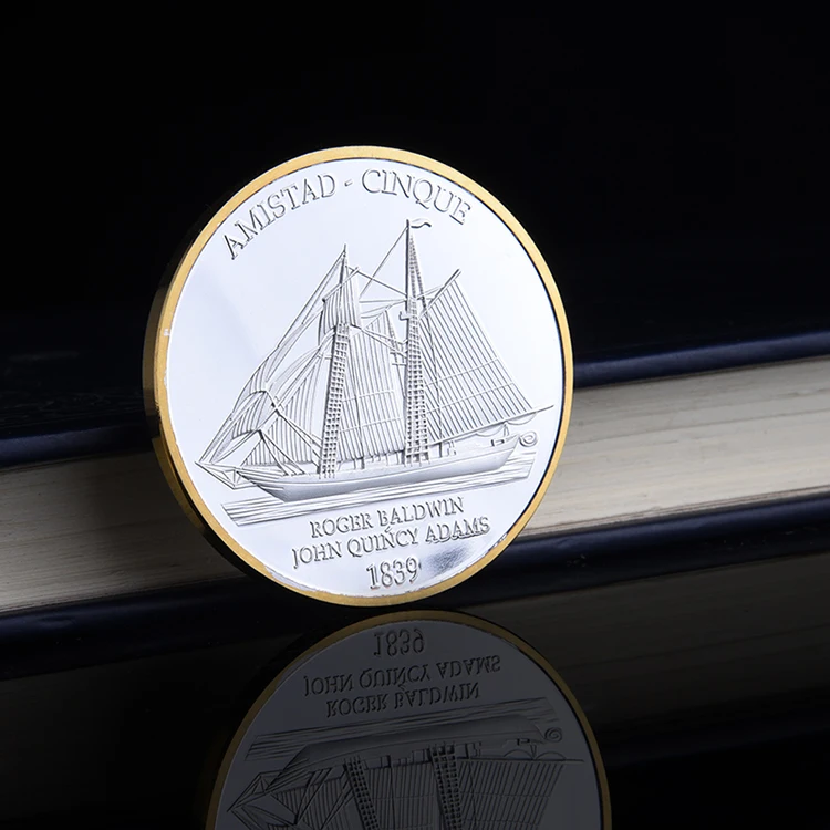 Us Civil War Challenge Coin 1839 Amistad Cinque парусная лодка монеты памятная монета|Безвалютные