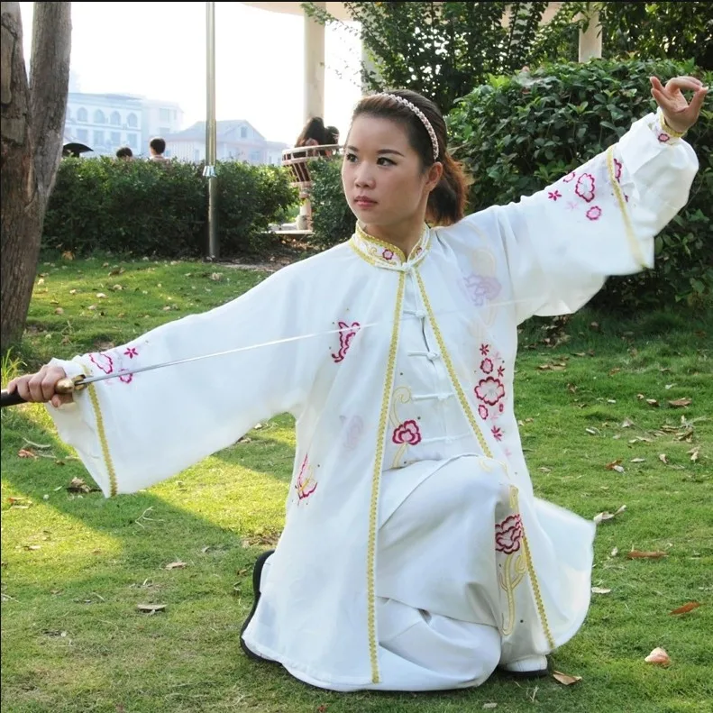 Вышитая одежда Тай Чи костюм для утренних упражнений женская вуаль с вышивкой