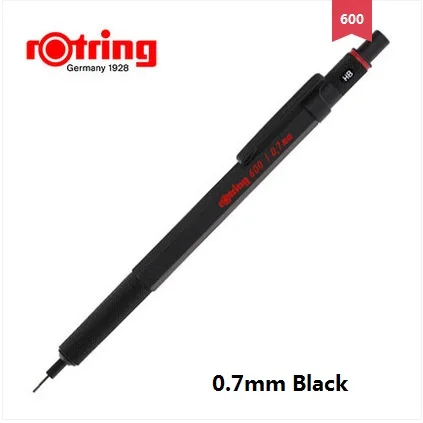 0.7mm Black Rotring 600 0,5/0,7 мм металлический механический карандаш серебристый/черный держатель автоматический карандаш ручка для рисования - Цвет: 0.7mm Black