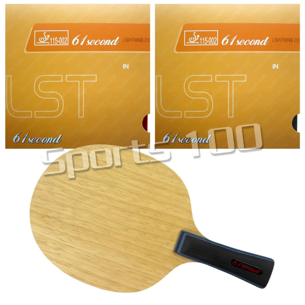 Pro Table Tennis Combo Paddle Racket 61second 3003 Blade with 2x Lightning DS LST Rubbers Long Shakehand-FL with a free full cas