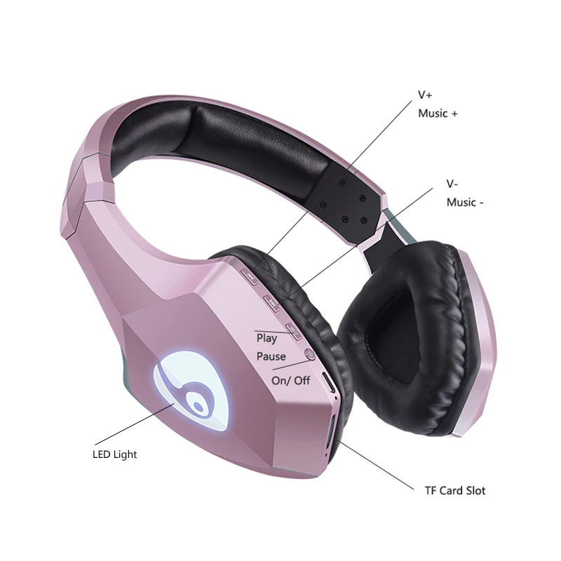 NVAHVA карты MP3 плеер Цвет светодио дный Bluetooth гарнитура с FM V4.0 Headphon Беспроводной