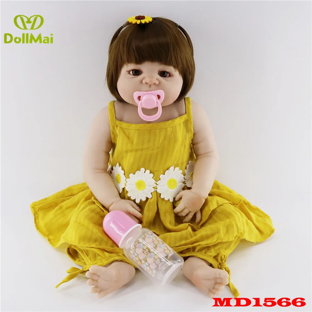

Полный Силиконовый reborn baby girl куклы реалистичные 22 "55 см настоящие Детские куклы подарок для chld Bebes reborn com corpo de silicone menina