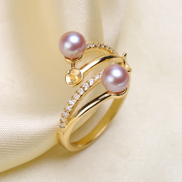 Модный дизайн S925 стерлинговые серебряные кольца с жемчугом аксессуар 4 штук