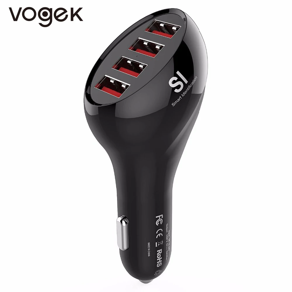 Автомобильное зарядное устройство USB Vogek быстрое с 4 портами автомобильное для