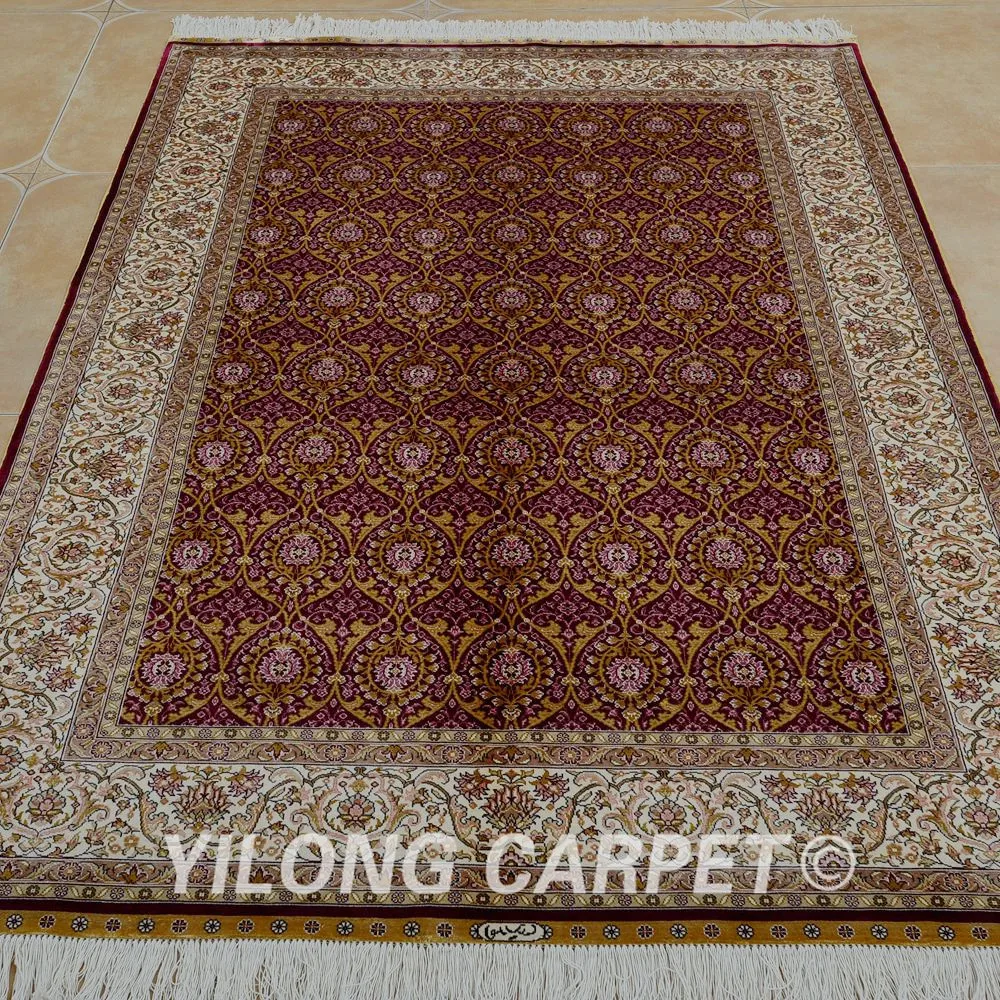 Традиционный Шелковый коврик ручной работы Yilong 4 'x 6' с красным фонариком (0697)|rug