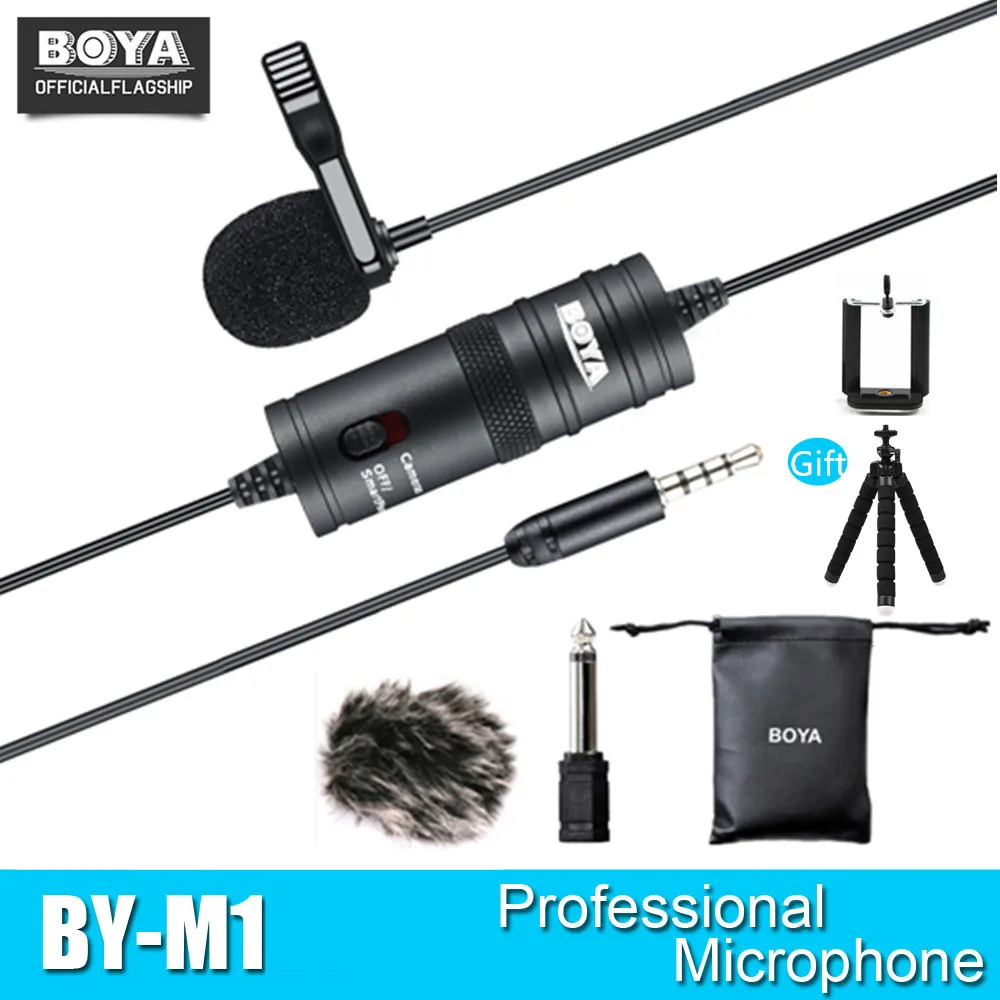 

BOYA BY-M1 Omnidirectional Lavalier Condenser Recording Microphone For Canon Nikon Sony IPhone 8 8 Plus 7 7 Plus DSLR Camcorder