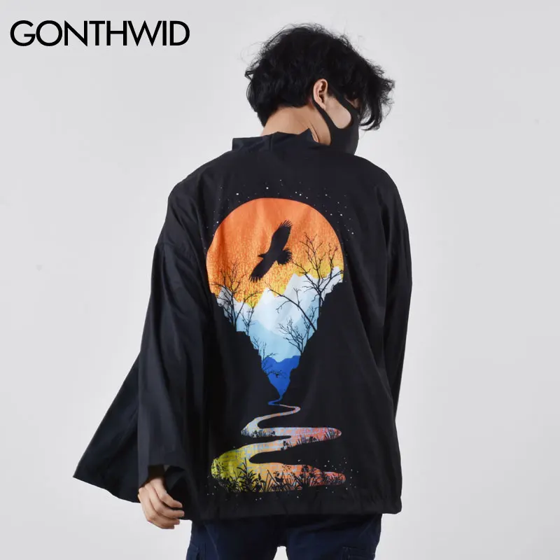 Мужской кардиган с длинным рукавом GONTHWID летняя повседневная Уличная одежда в