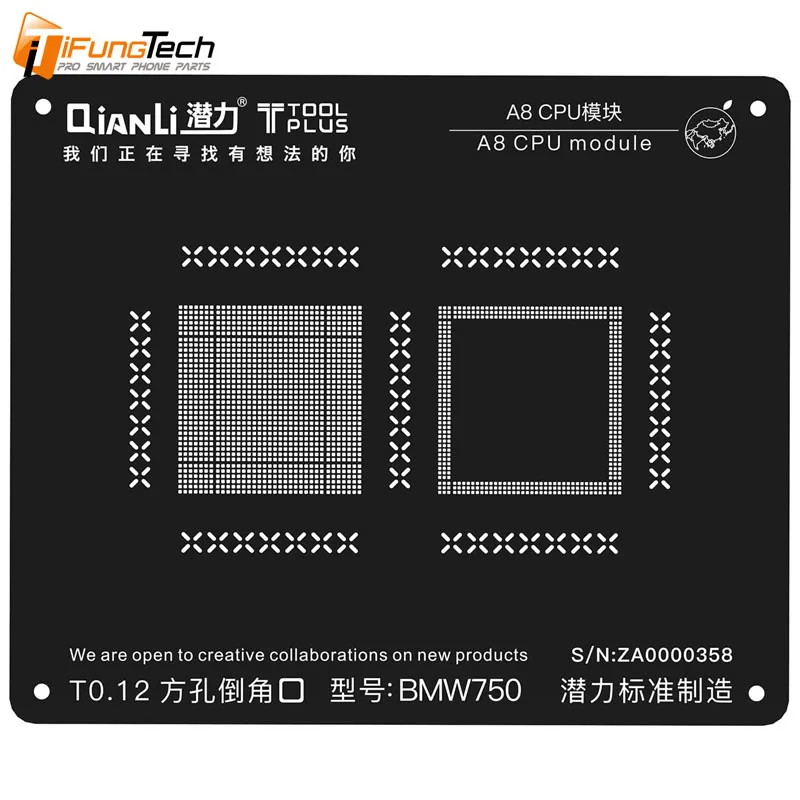 QIANLI TOOLPLUS 3D IBLACK для IPHONE A7/A8/A8/A9/A10/A11 CPU модуль BGA REBALLING черный трафарет|Наборы ремонта