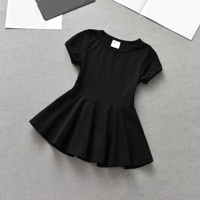 Baby Toddler Children Clothes Cotton Solid Short Sleeve Vestidos Summer T-Shirts Girls Shirts Dress Kids Dresses For Girl JW7451 | Детская