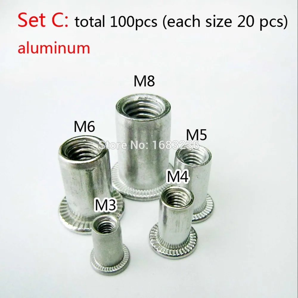 100X плоская головка Метрическая глухая Заклепка гайка вставка Rivnut Nutsert