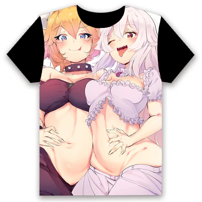 Футболка с аниме Boosette Bowsette Bowser, принцесса, принт, сексуальный, косплей, короткий рукав, унисекс, черная футболка, топы, Повседневная летняя одежда - Цвет: 30