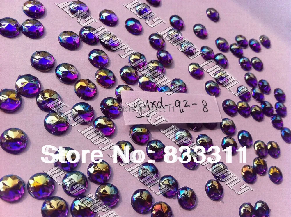 

Круглые акриловые камни 500 шт. 8 мм, Фиолетовые AB-цветные граненые поверхности стразы, искусственные камни для шитья бусин, Пришивные свободн...
