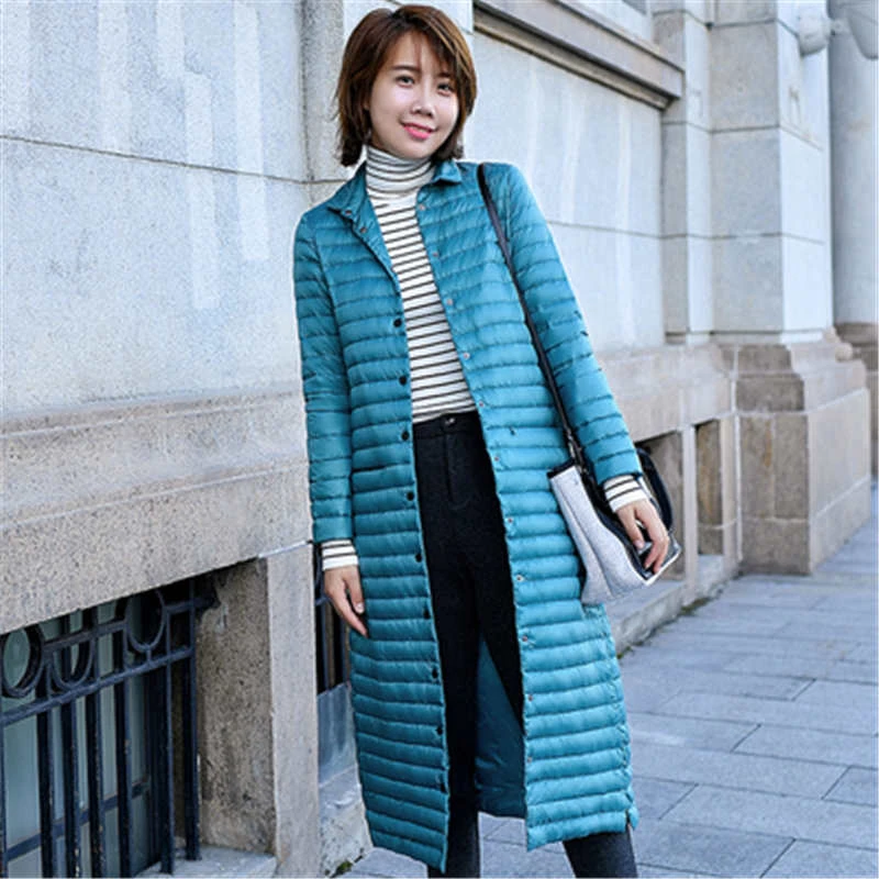 

2020 New Women winter Thin Down Jackets Slim Hooded Women's Coats Long White Duck Down Padded Coat Warm Down Parkas FC13