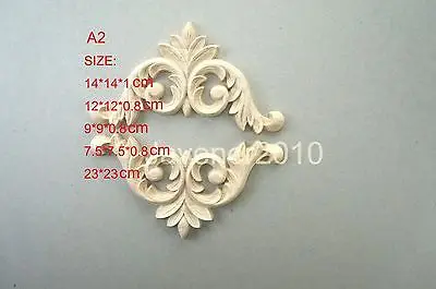 A2 14x14x1cm деревянный резной угловой Декор аппликация Неокрашенная рамка наклейка