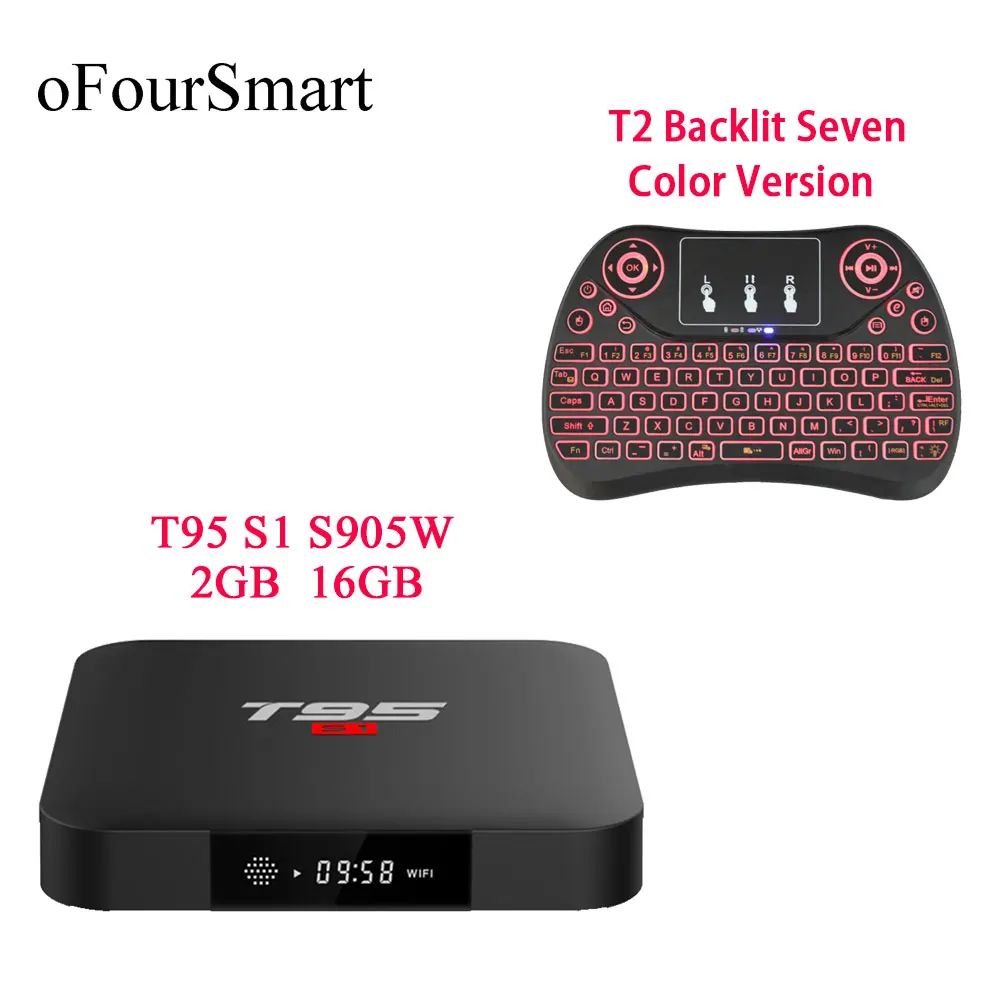 T95 S1 Smart TV Box Android 7 1 Amlogic S905W Четырехъядерный 4K медиаплеер с T2 C мини