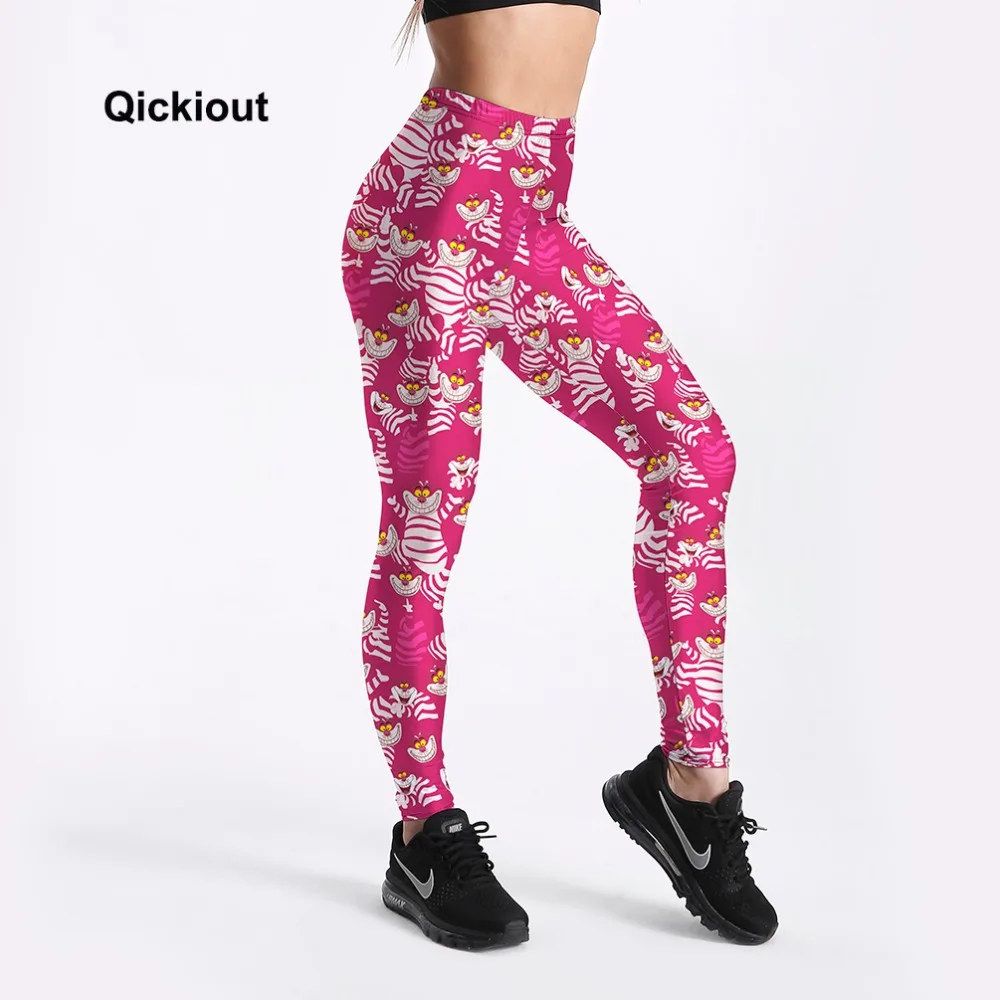 Qickitout 2018 Drop Shipping Women Leggings Cartoon Pink Leopard Printed Lovely Style Long Pants High Waist Plus Size | Женская одежда