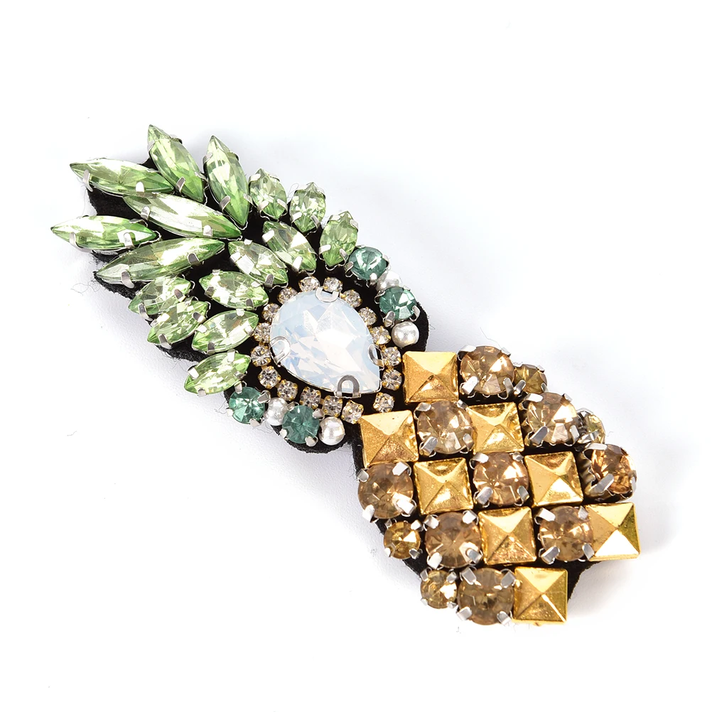 1 шт. вышитый бисером горный хрусталь патч для шитья сумок Обувь Одежда ананас