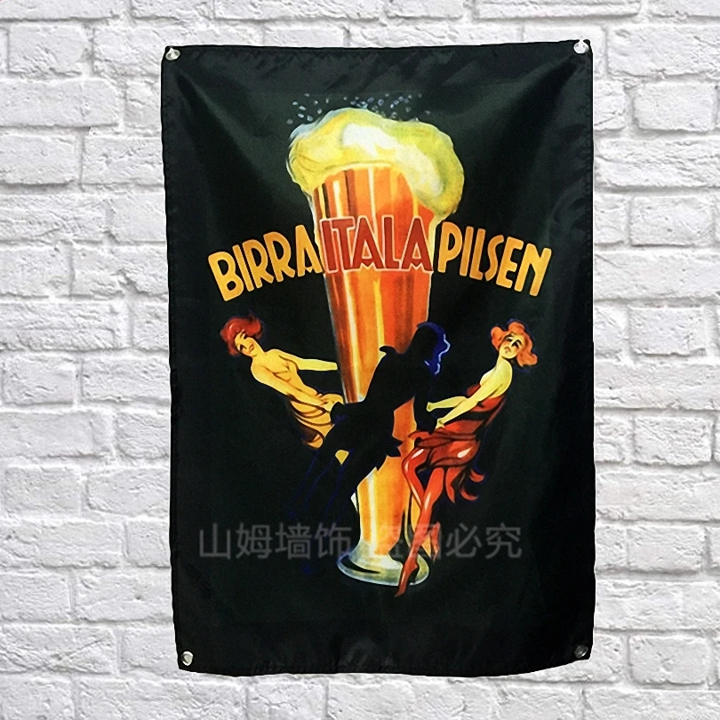 

BIRRA ITALA PILSEN Cloth Flag Banners Bar wine cellar Billiards Hall Studio Theme Wall Hanging Home Decor live background cloth