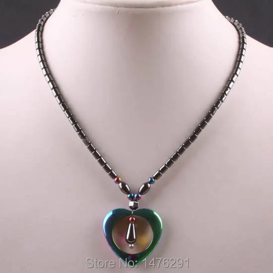 Разноцветное ожерелье с подвеской в виде сердца из гематита 18 дюймов L|pendant necklace