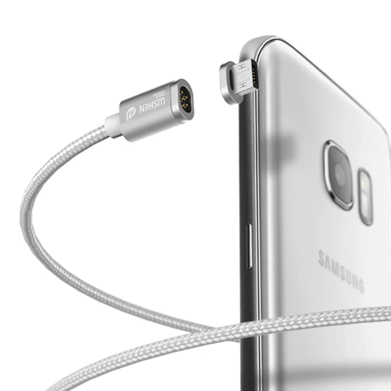 WSKEN 1 м металлический Магнитный зарядный нейлоновый кабель Micro USB для мобильных